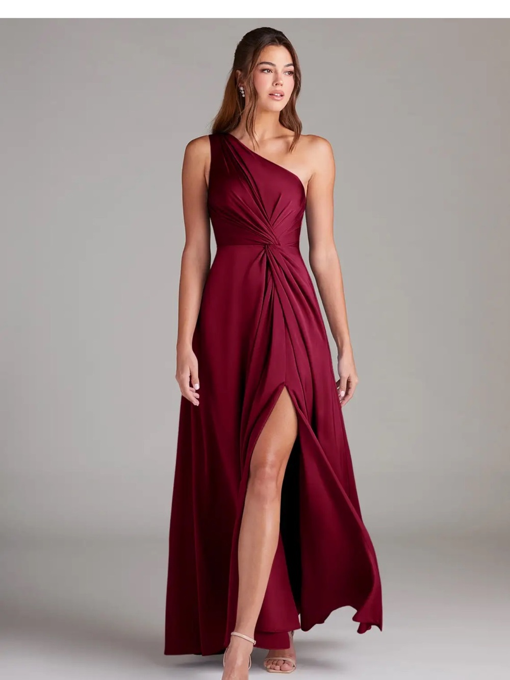 NWT Azazie Brooke Dress in Burgundy - Picture 3 of 4